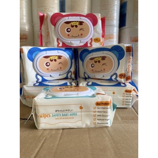KHĂN ƯỚT KHÔNG MÙI BABY WIPES LOẠI DÀY,CHẤM BI- TẶNG KHẨU TRANG KF94