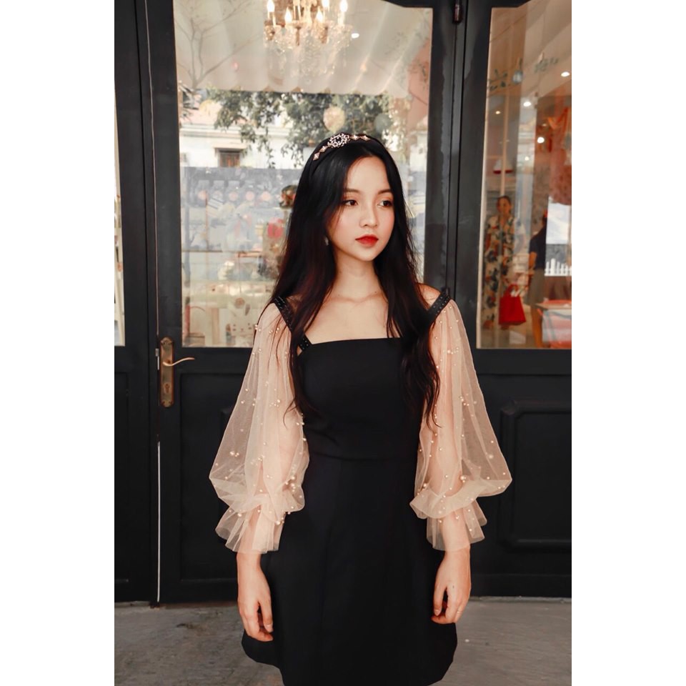 Váy Nư, Đầm dự tiệc trắng tay phồng kết hạt siêu xinh M | BigBuy360 - bigbuy360.vn