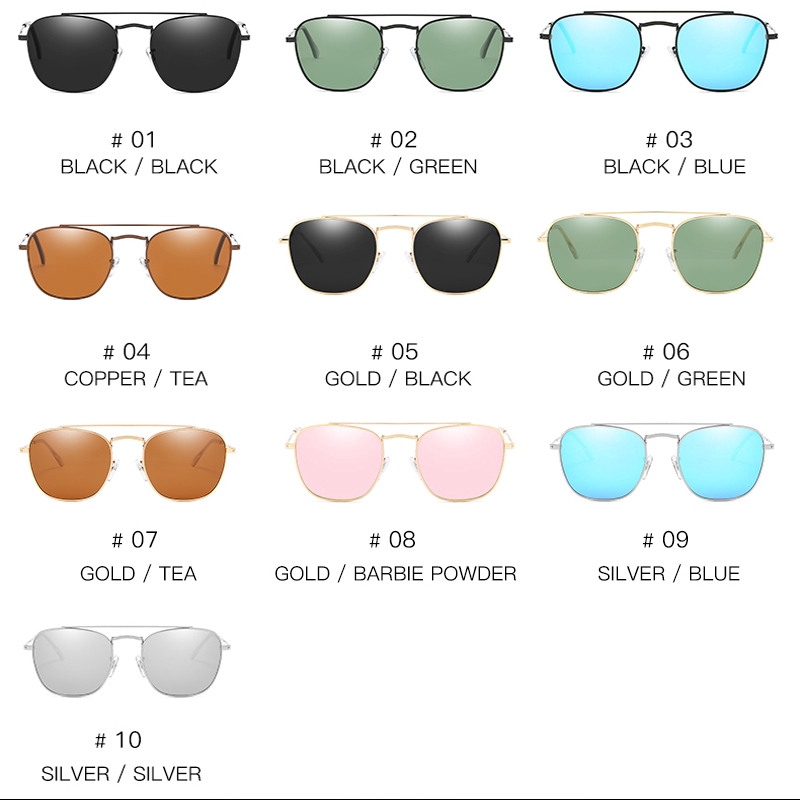 Kính mát hình vuông hai thanh hỗ trợ chống tia UV 400 dành cho nữ