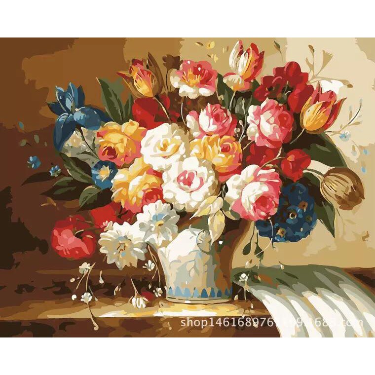 Loại khung dày 2.5cm Chuẩn màu Tranh tô màu sơn dầu số hóa mã BH0253 Hoa tulip đã căng khung và đầy đủ phụ kiện