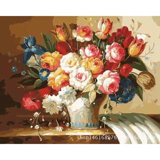 Loại khung dày 2.5cm Chuẩn màu Tranh tô màu sơn dầu số hóa mã BH0253 Hoa tulip đã căng khung và đầy đủ phụ kiện