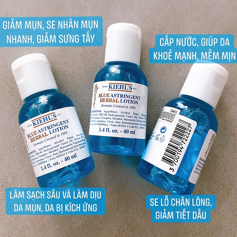 Nước hoa hồng KIEHL'S Blue Astringent Herbal Lotion Giảm Mụn