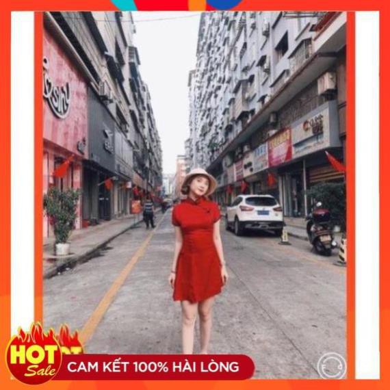 Đầm đỏ sườn xám cách tân Trung Hoa siêu hot mua Tết