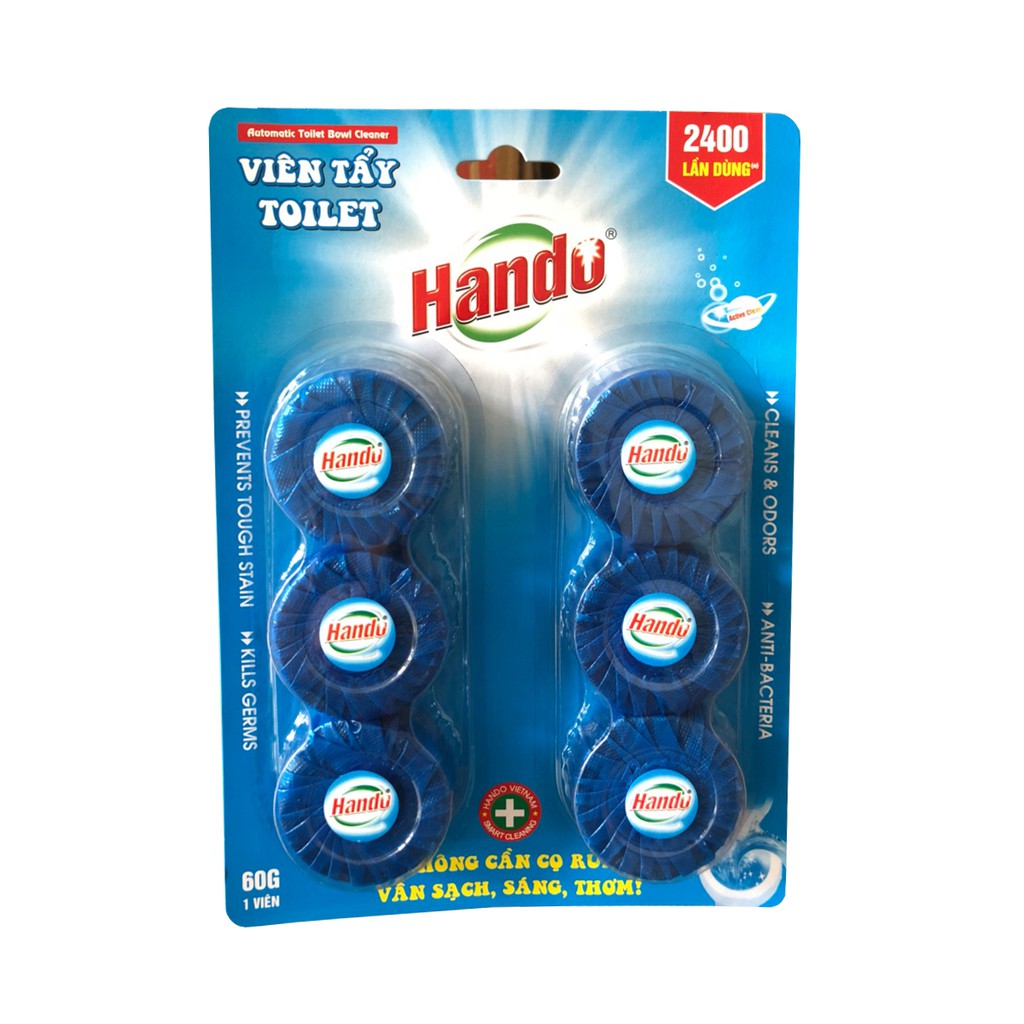 Vỉ 6 viên tẩy tự động làm sạch và làm thơm bồn cầu Hando