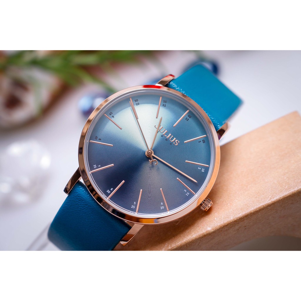 Đồng hồ nữ JA-1161D Julius Hàn Quốc dây da (xanh)