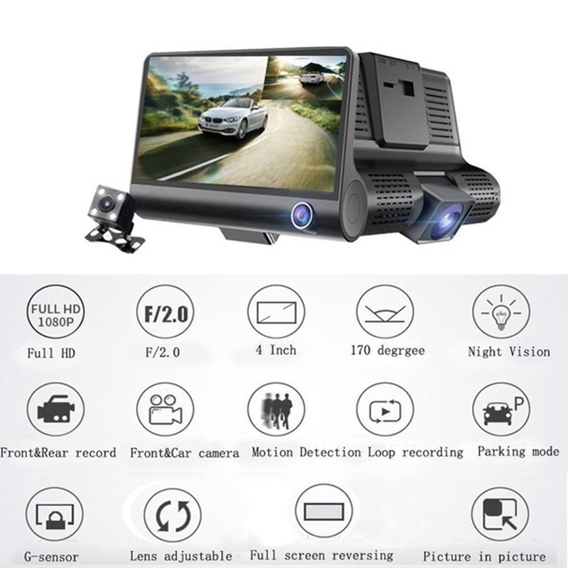 Camera hành trình 3 trong 1 4 inch DVR 170 độ cho xe hơi | BigBuy360 - bigbuy360.vn