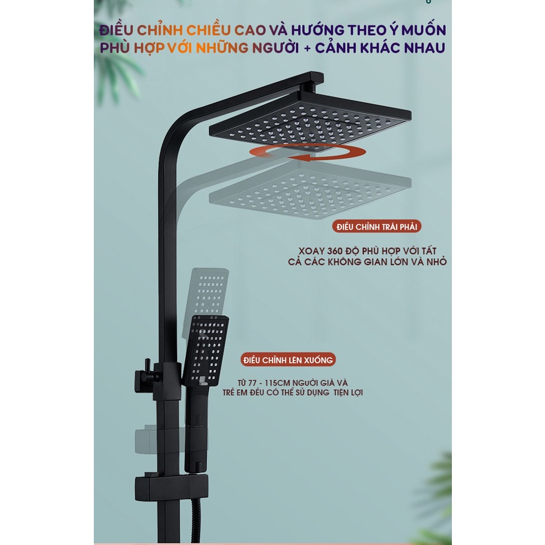 Bộ Sen Cây Cao Cấp đa chức năng Tăng Áp Lực nước, chỉnh Nhiệt Độ, Vòi Cốt Đồng Mạ Tĩnh Điện Phun Nước Thông Minh