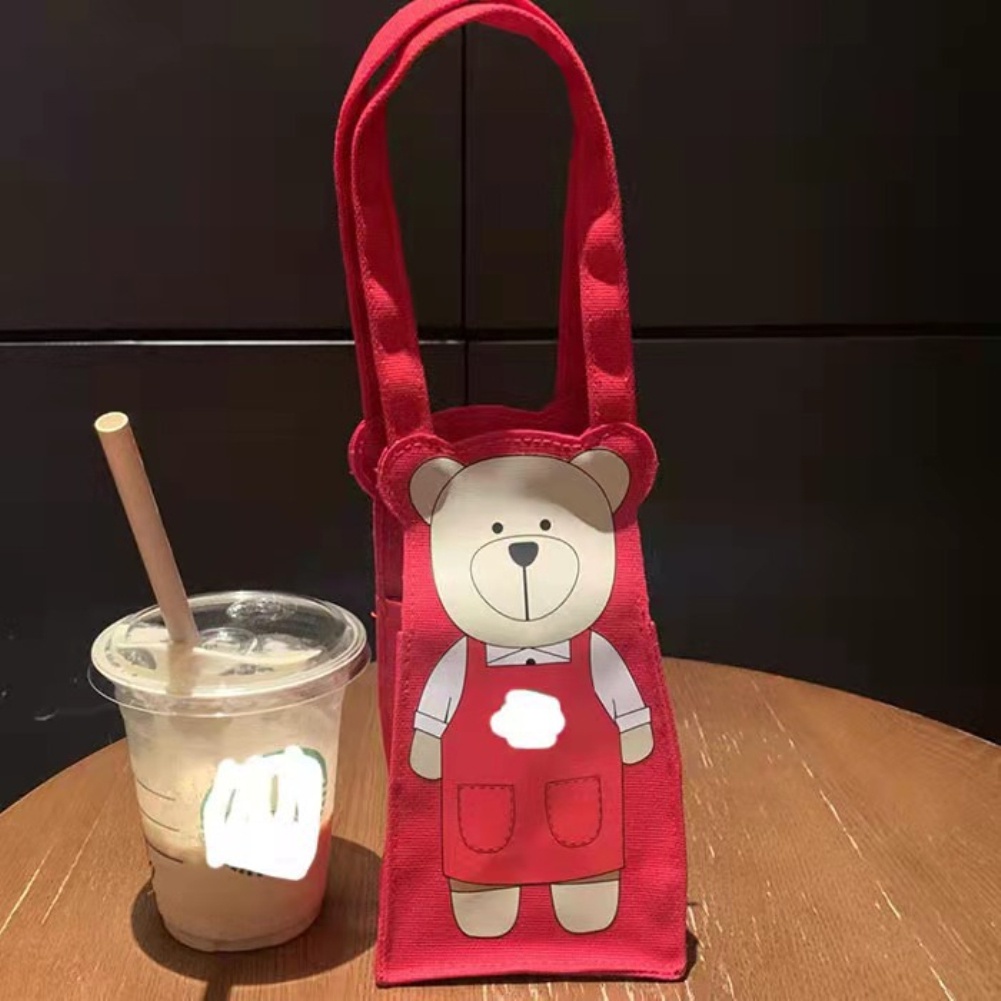Cute Gấu Starbucks Cốc Nước Giữ Túi Có Thể Tái Sử Dụng Nhỏ Gọn Có Thể Giặt