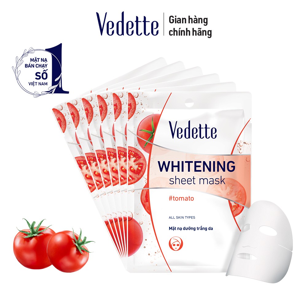 Combo 6 Mặt Nạ Trắng Hồng Tự Nhiên Vedette Whitening Sheet Mask