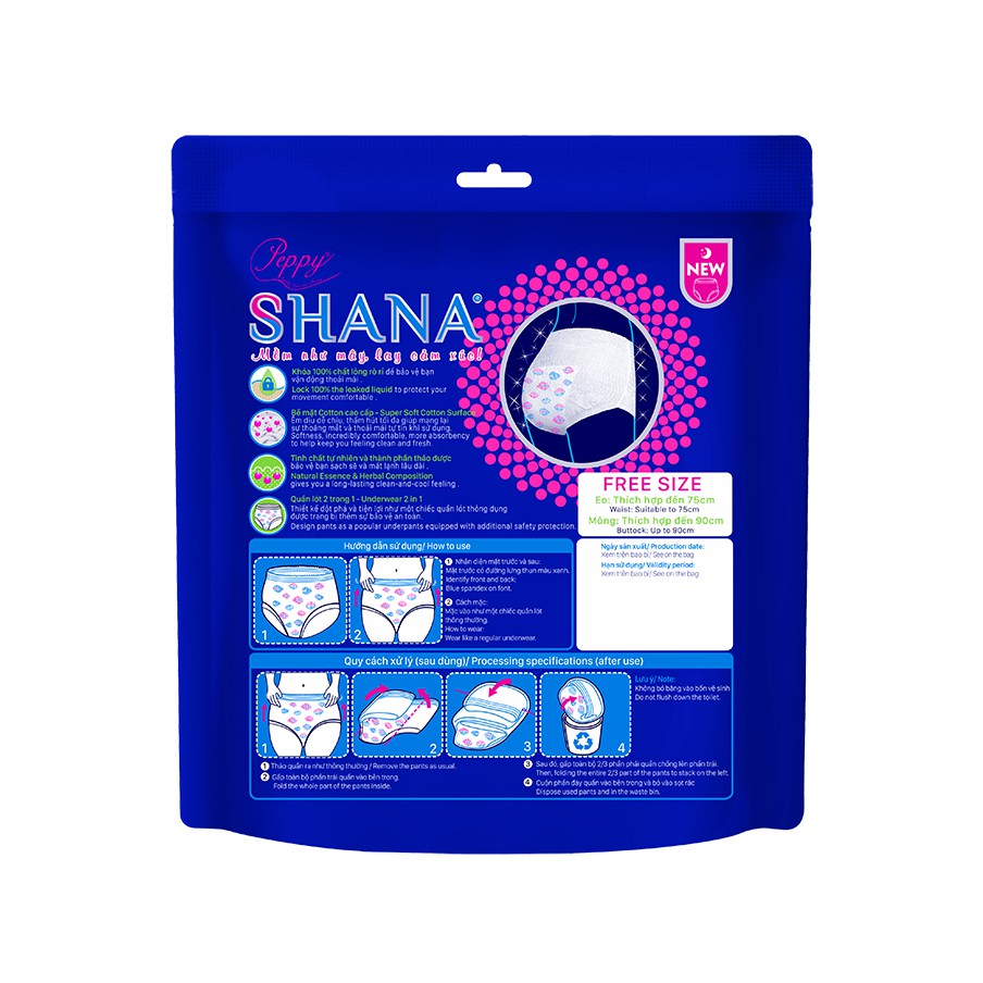 Băng vệ sinh dạng quần SHANA C05 rất tiện lợi cho bé gái tuổi teen (2 quần/gói) date 2025