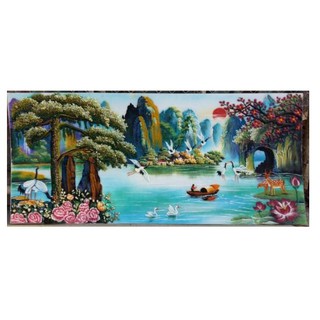 Tranh đính đá toàn bộ tự làm - Tranh phong cảnh sơn thủy