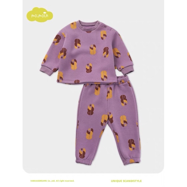 Bộ nỉ lót lông mềm xuất Hàn dư xịn cho bé gái 2-3 tuổi tương đương bé từ 12-14kg