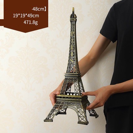 Mô hình tháp eiffel chiều cao 48cm trang trí decor chât liệu kim loại cứng chống gỉ có thể tháo rời  dùng làm quà tặng