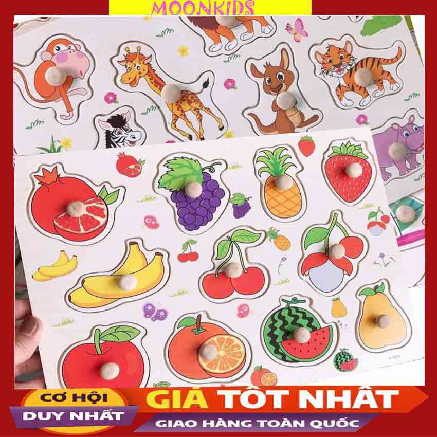 Đồ chơi bảng ghép hình núm gỗ,Bảng Núm Gỗ Ghép Hình,Chữ,Số... cho Bé (Loại To Dày Đẹp)