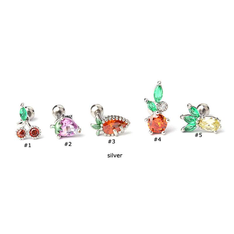 1 Khuyên tai hình trái cây đính đá xinh xắn 20G