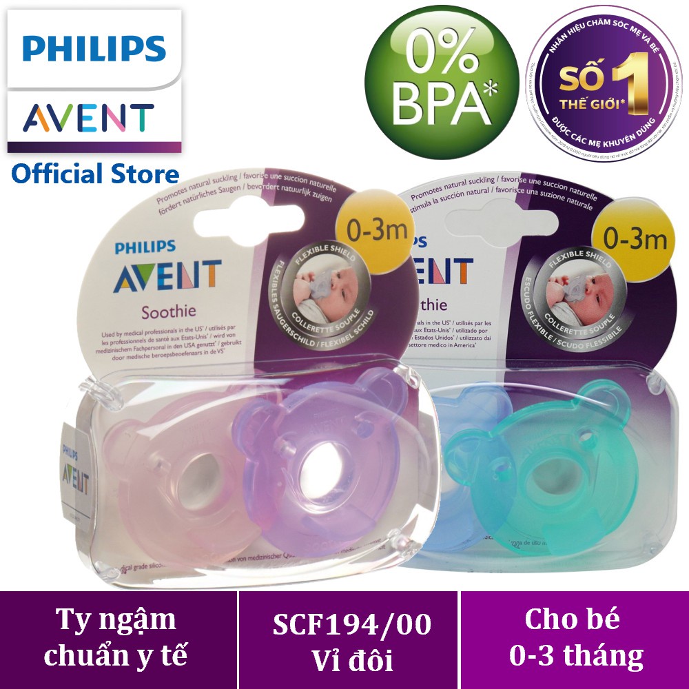 Núm ti giả Silicon nguyên khối Philips Avent hình gấu (hộp)