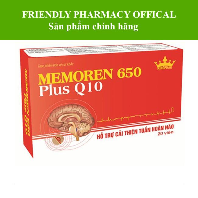 MEMOREN 650 PLUS Q10 KINGPHAR- HOẠT HUYẾT DƯỠNG NÃO, NGĂN NGỪA TAI BIẾN, TĂNG TRÍ NHỚ (HỘP 20 VIÊN)