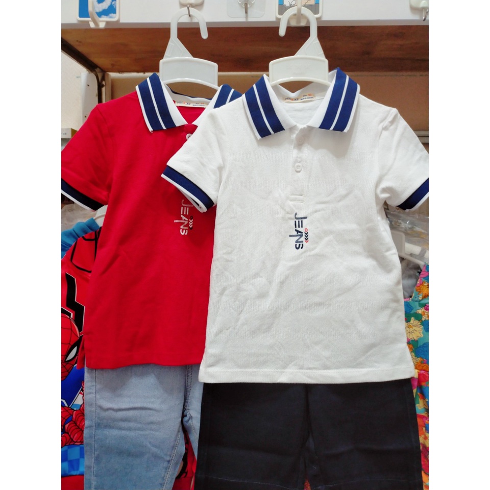 Áo polo có cổ bé trai màu trắng, đỏ Nexxi từ 3 đến 15 tuổi, 14kg đến 55kg