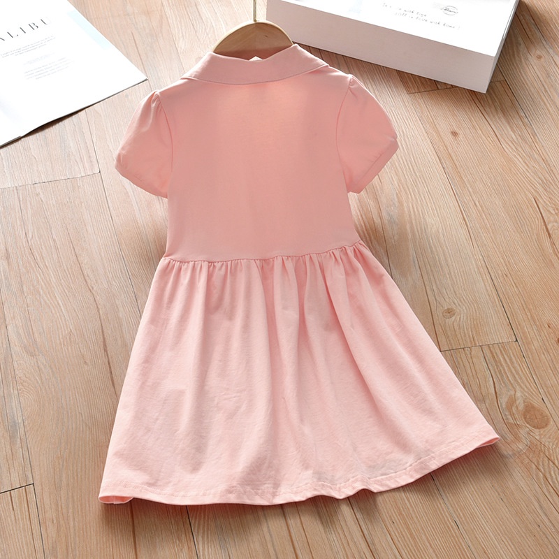Đầm Cổ Búp Bê Màu Hồng Xinh Xắn Cho Bé Gái