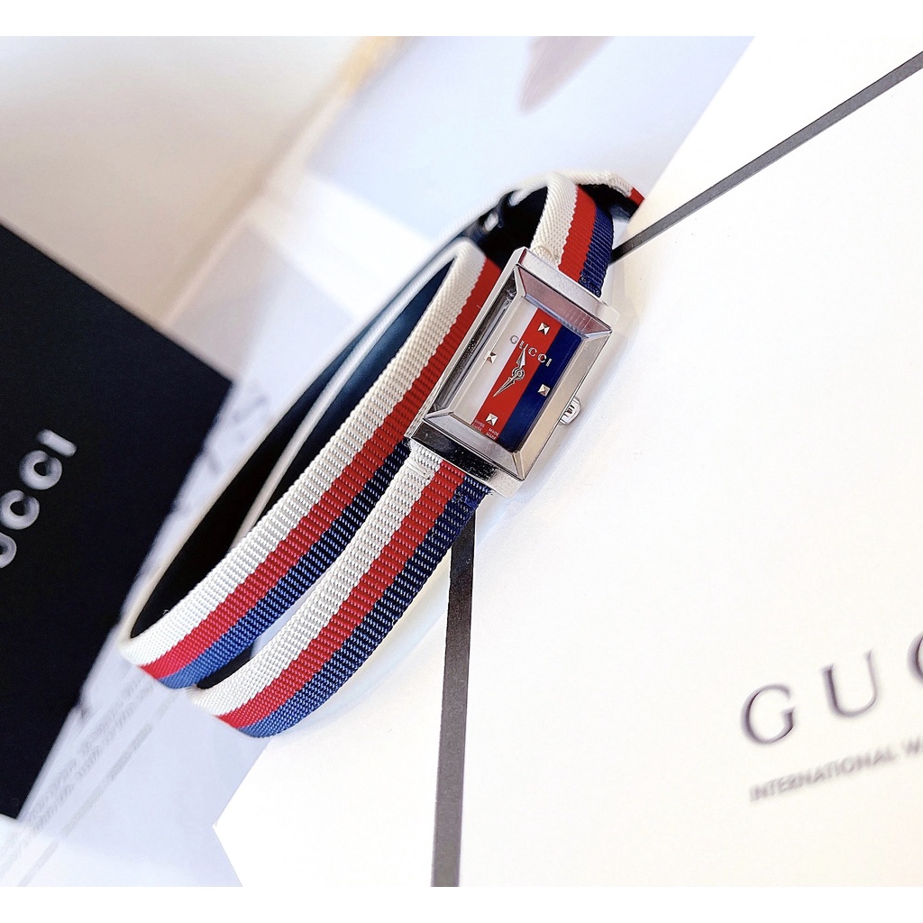 Đồng hồ nữ dây vải Gucci G-Frame Multicolored Tặng kèm dây thép