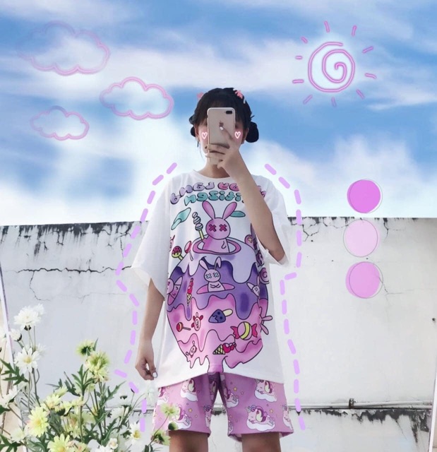 Áo Thun 3D Candy Land- Set Cartoon Unisex Ảnh Thật 100%