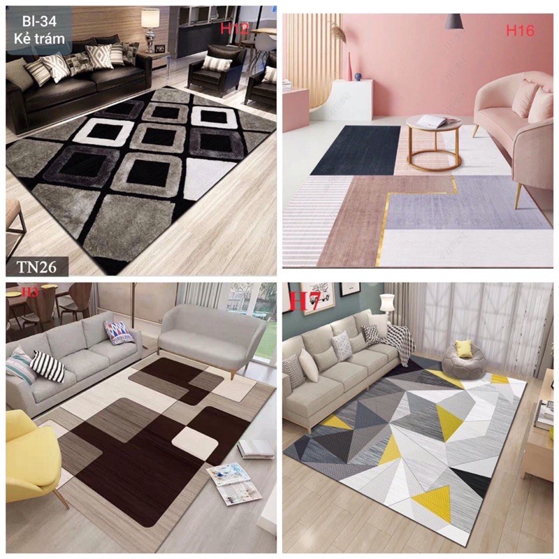 Thảm trải sàn phòng khách - Thảm in họa tiết 3D nhập khẩu ( 2m3 x 1m6 )