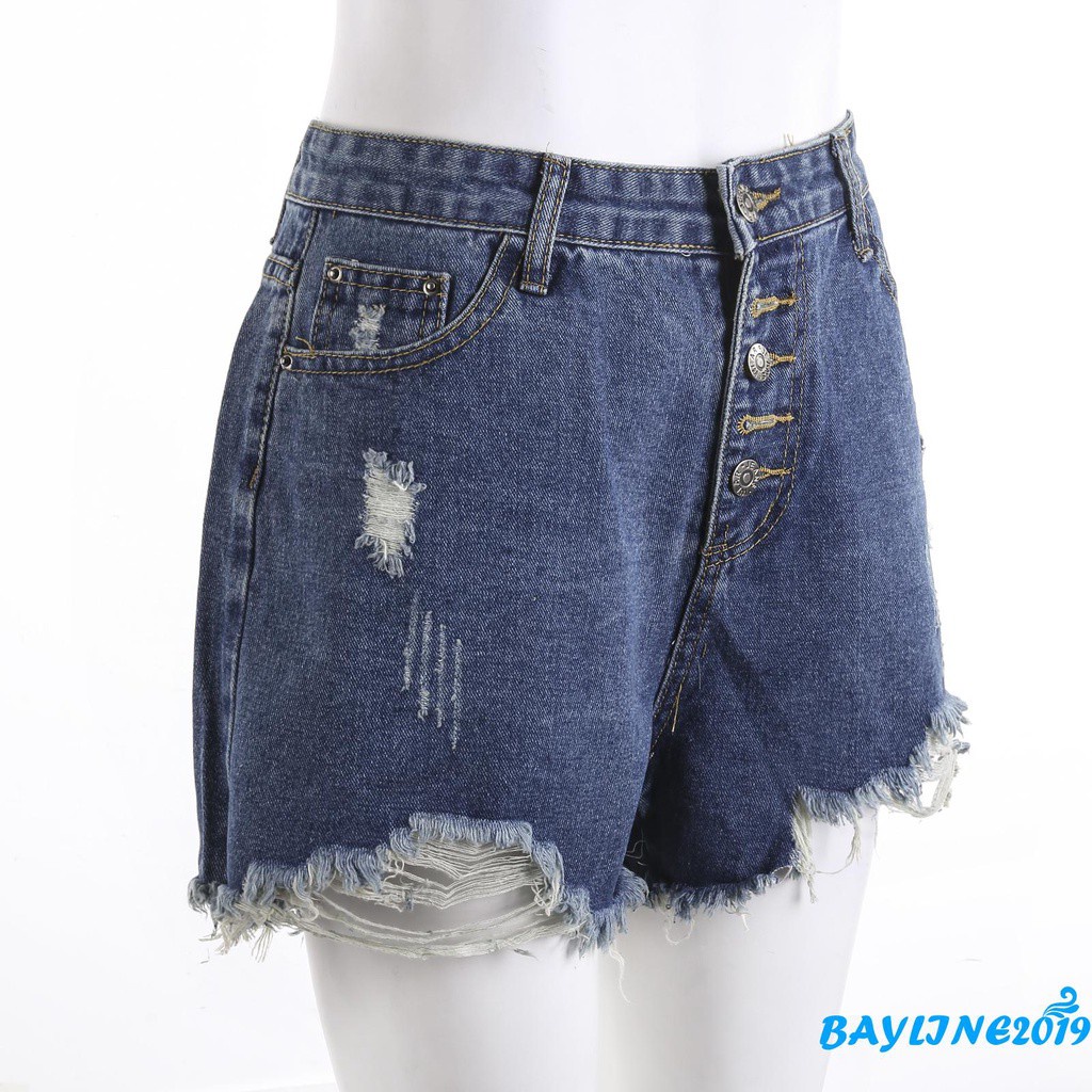 Quần short jean lưng cao thời trang cho nữ