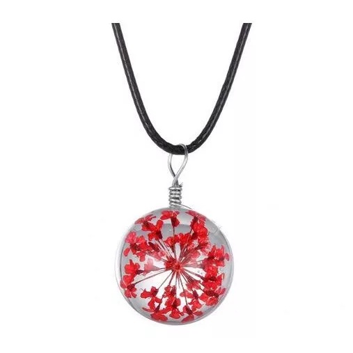 Dây chuyền mặt cầu handmade hoa khô thuỷ tinh resin epoxy trong suốt nhiều màu sắc 2poxy