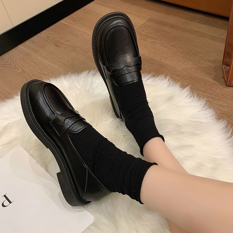 Giày Lười Mũi Tròn Phong Cách Hepburn Anh Quốc