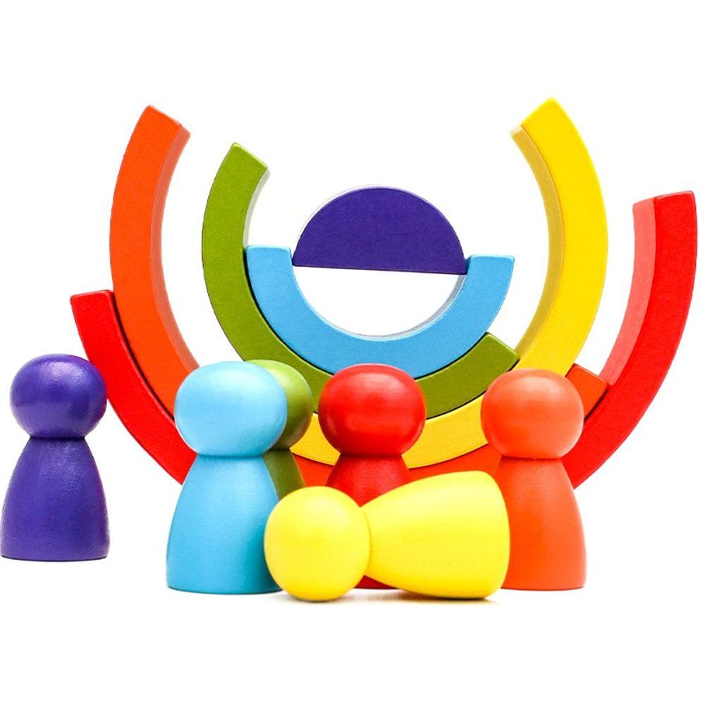 Bộ Đồ Chơi Lắp Ráp Ngôi Nhà Bán Nguyệt Bằng Gỗ Màu Sắc Cầu Vồng Giáo Dục Nhận Thức Theo Phương Pháp Montessori