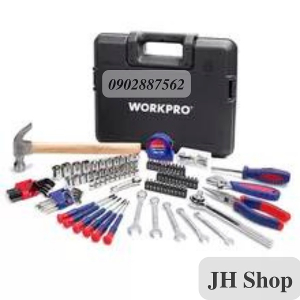 bộ dụng cụ sửa chữa 165 chi tiết workpro hàng xịn USA (kìm, búa, tuýp, cờ lê, tua vít)