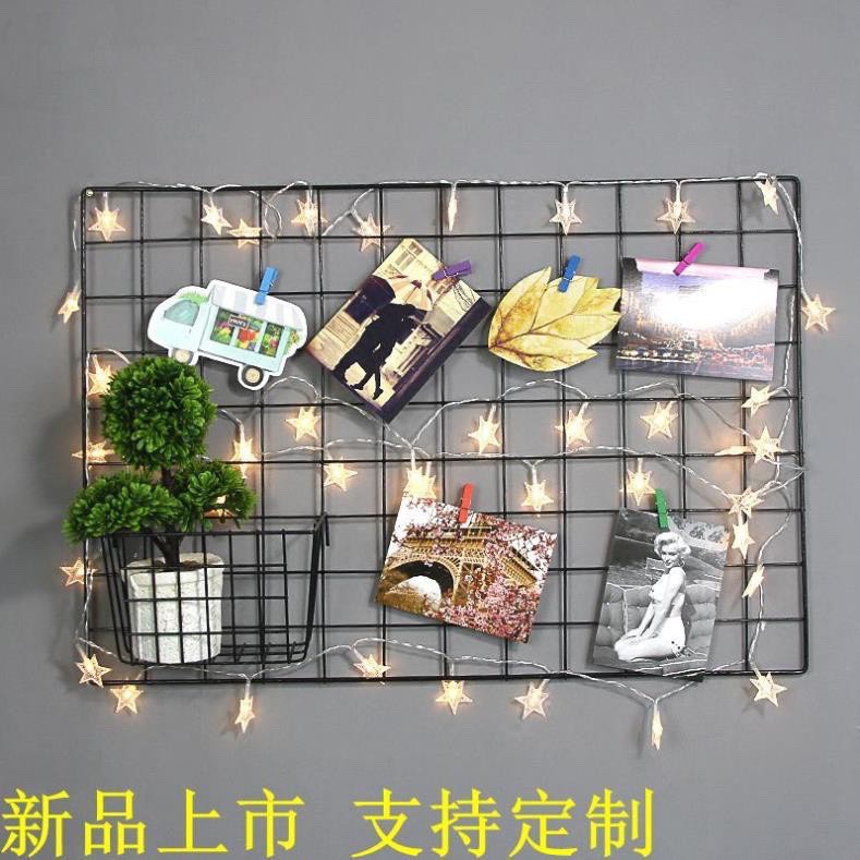 Khung Hình Lưới Sắt+ Đèn Led Xài Điện Dài 8M 50 Bóng Đèn Fairy Light Kẹp Hình Nghệ Thuật Trang Trí Decor Nhà