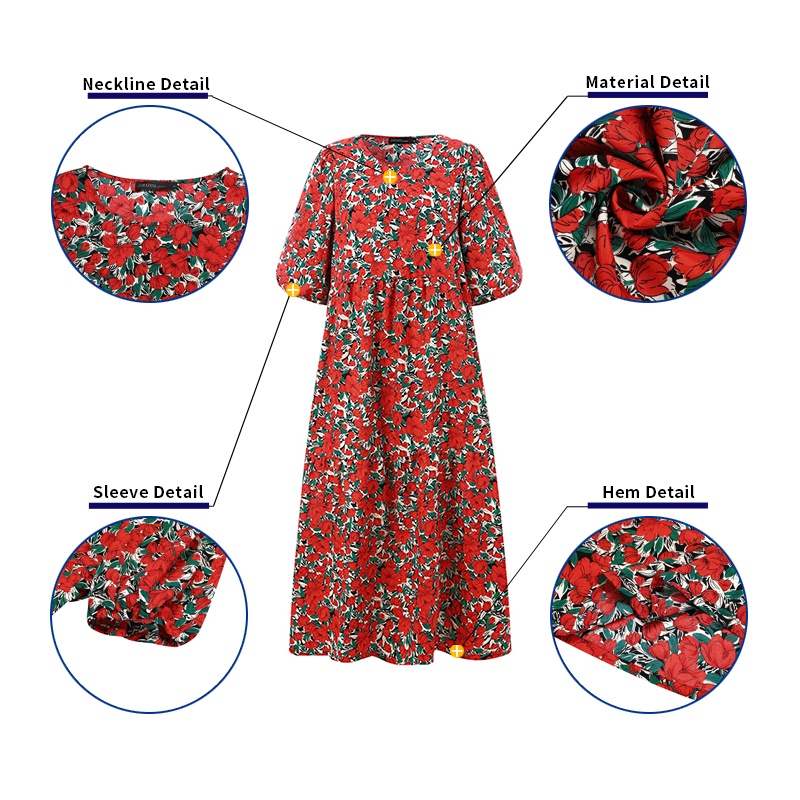 Đầm maxi Zanzea tay lỡ phồng vải co giãn phong cách vintage dành cho nữ