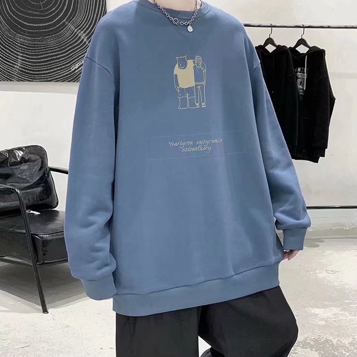 Áo len cổ tròn dáng rộng thời trang thu đông dành cho nam