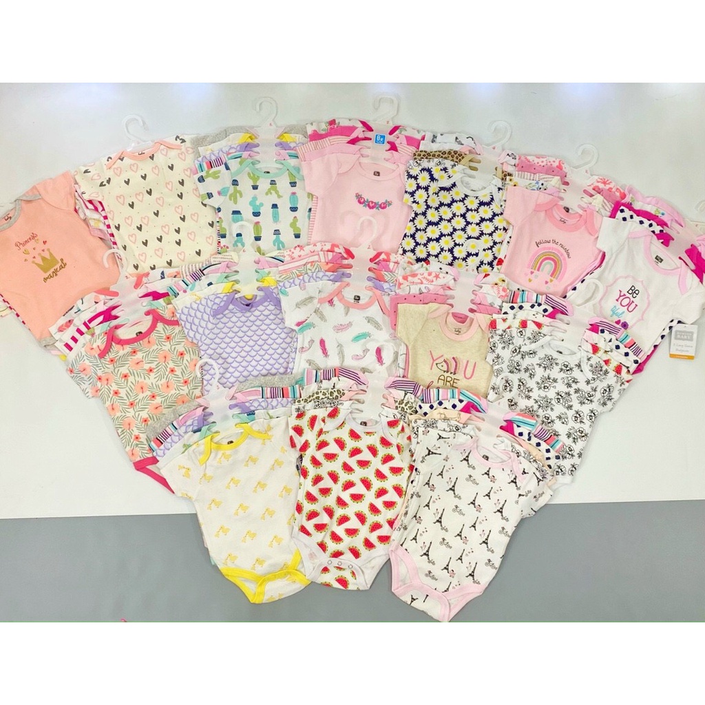 SET 5 Bodysuit Cộc Tay Hoạ Tiết Cho Bé Sơ Sinh - 13Kg Hàng Xuất Mỹ Kèm Móc Siêu Đẹp, Body Chip Cho Bé SABOMART