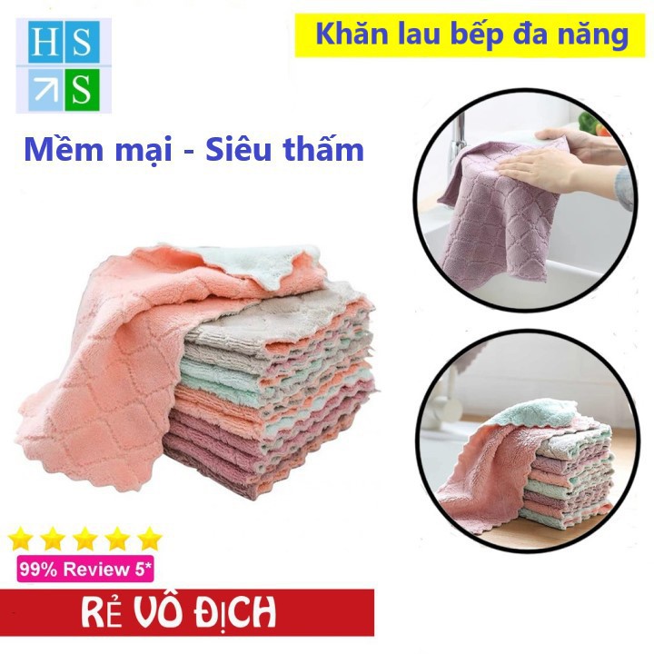 SET 10 Khăn lau đa năng , lau chén bát, lau tay, , lau bàn ghế, lau bếp .... mềm mại, thấm hút tốt (Mầu giao ngẫu nhiên)