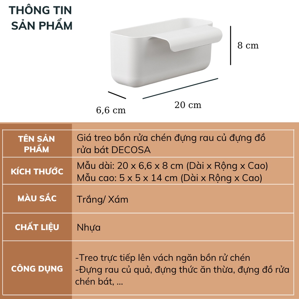 Giá treo bồn rửa chén đựng rau củ đựng đồ rửa bát DECOSA