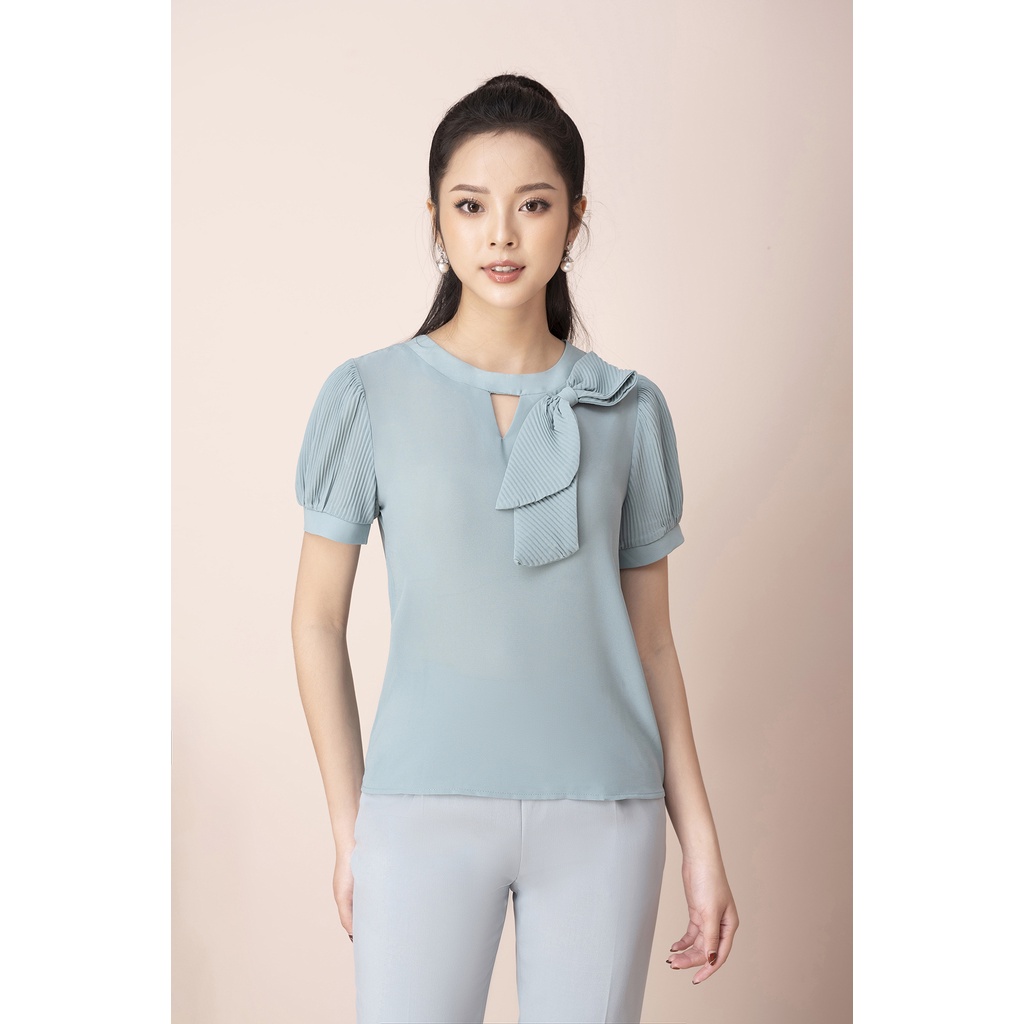 Áo Sơ Mi Thiết Kế Nữ Cao Cấp LUPERI Dáng Suông, Cổ Khoét Có Nơ Kiểu, Phù Hợp Với Nhiều Loại Trang Phục LFSM1208