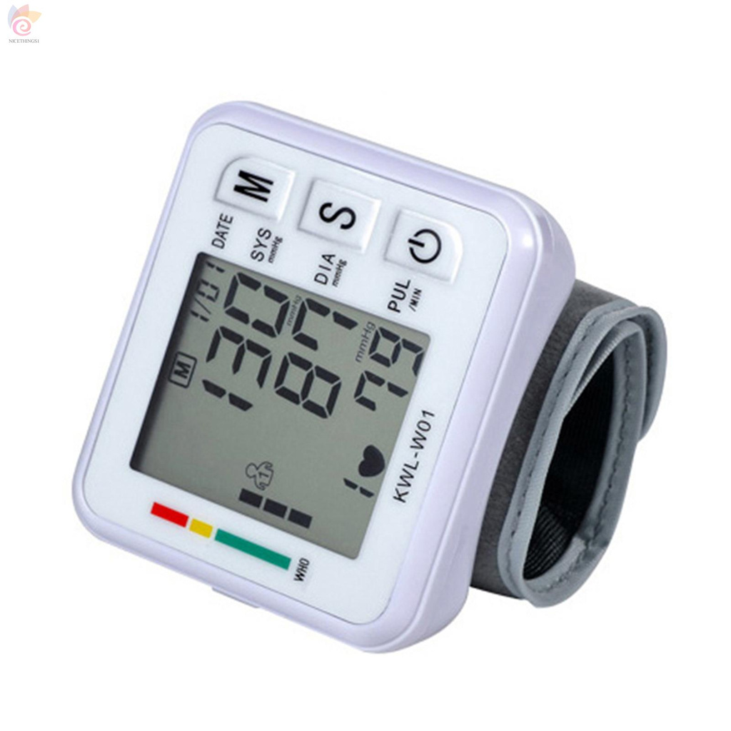 ET Electronic Blood-Pressure Monitor Home Use Wrist Type Sphygmomanometer Digital LCD Blood-Pressure Measurement Meter with Pulse Rate Detection