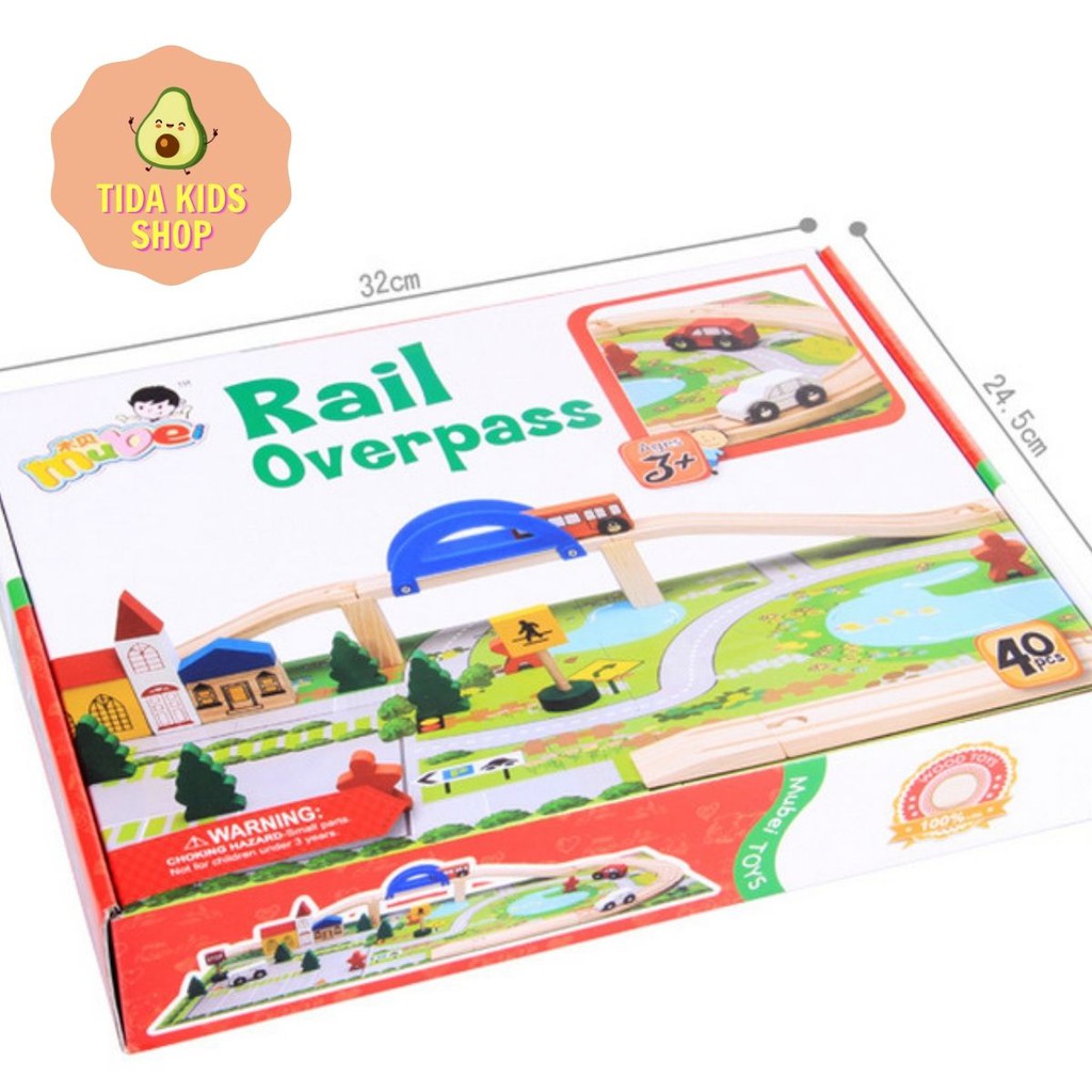 Đồ Chơi Gỗ ❤ Freeship ❤ Đồ Chơi Thông Minh Lắp Ghép Mô Hình Giao Thông Rail Overpass ❤ Freeship ❤ TiDa Kids Shop