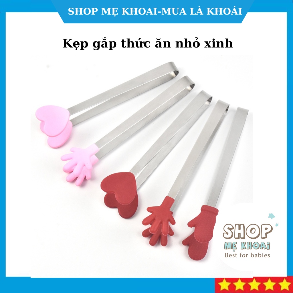 Kẹp gắp thức ăn silicon nhỏ gọn gắp đồ ăn nóng cho bé ăn dặm, dụng cụ nhà bếp - Shop Mẹ Khoai
