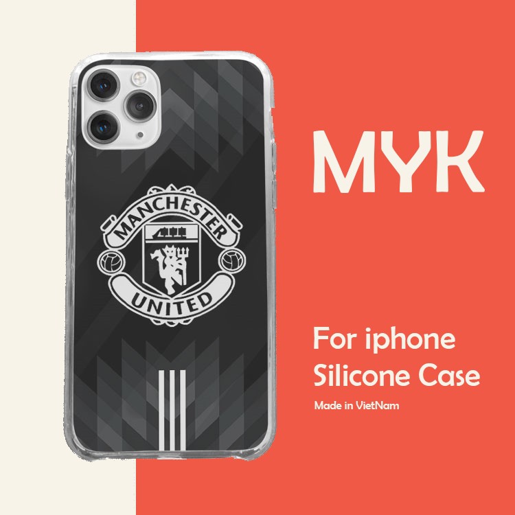 Ốp lưng logo CLB Manchester United đen trắng cho Iphone 5 6 7 8 Plus 11 12 Pro Max X Xr 95