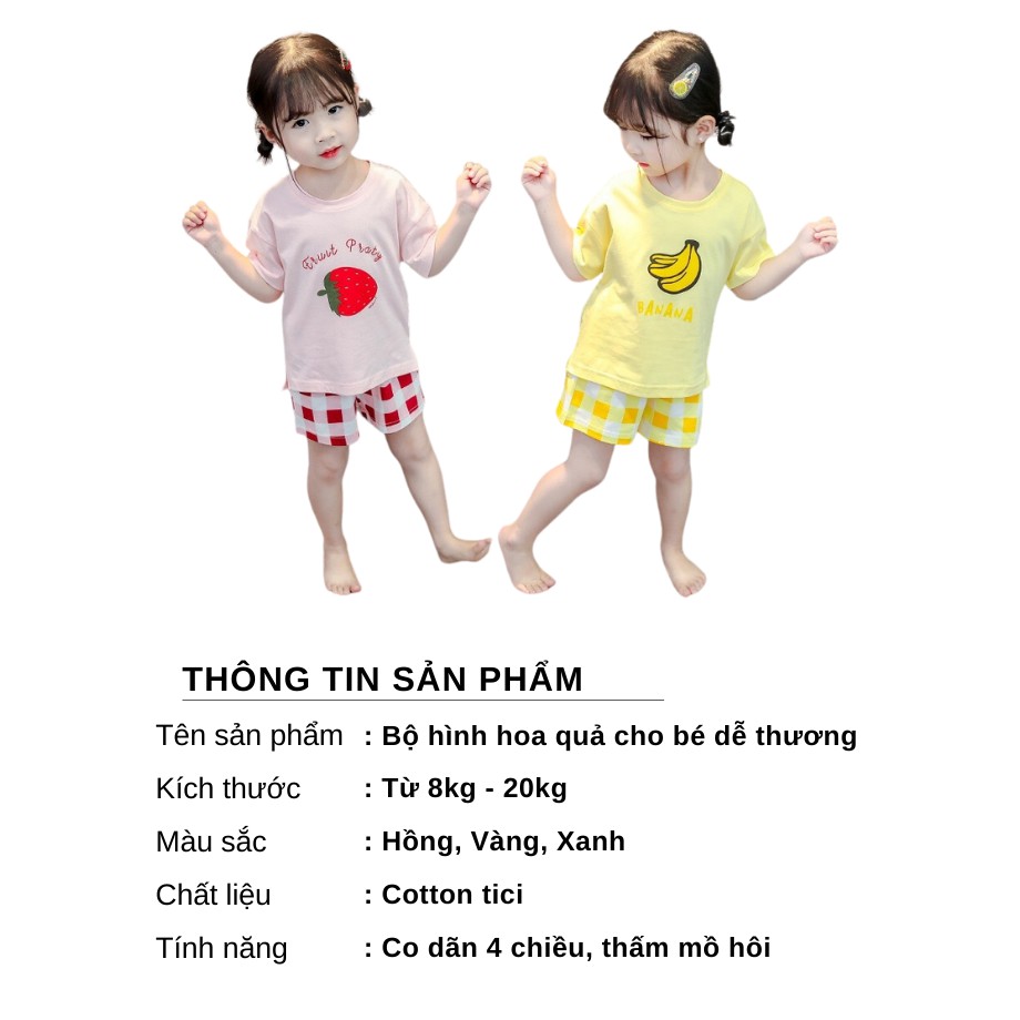 BỘ QUẦN ÁO HOA QUẢ NGỘ NGHĨNH BÉ GÁI 8-18KG