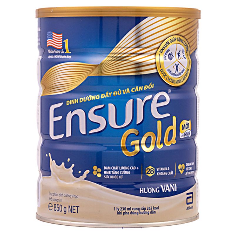 Sữa bột Ensure Gold 850g Vani/Socola/Hạnh Nhân