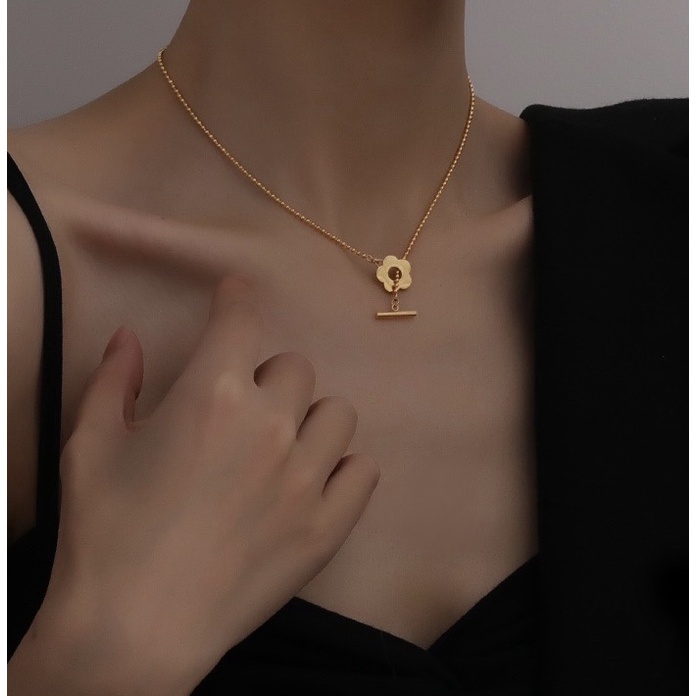 Vòng Cổ Bi Nhỏ Hoa 5 Cánh Khoá Gài - Vani Store - TS000676