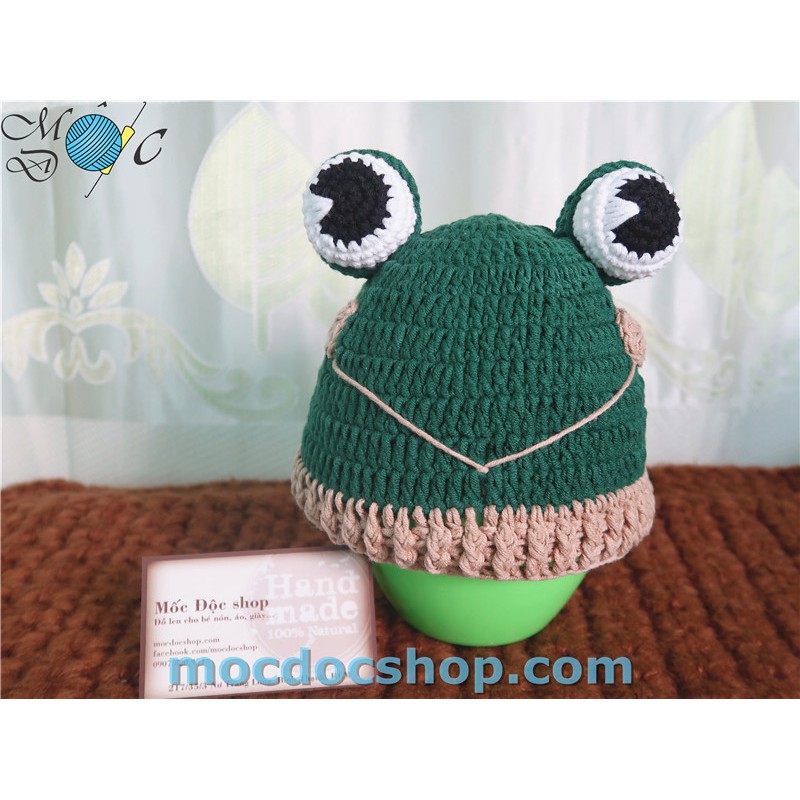 Giày nón len handmade cho bé trai - ếch xanh - 0-12 tháng