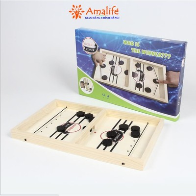 Bộ Cờ Búng Bàn Đấu Ice Hockey Bằng Gỗ - Chọn Size -  Foosball Winner, Sling Puck - Bắn Bi Gỗ Xuyên Lỗ Chính Hãng Amalife