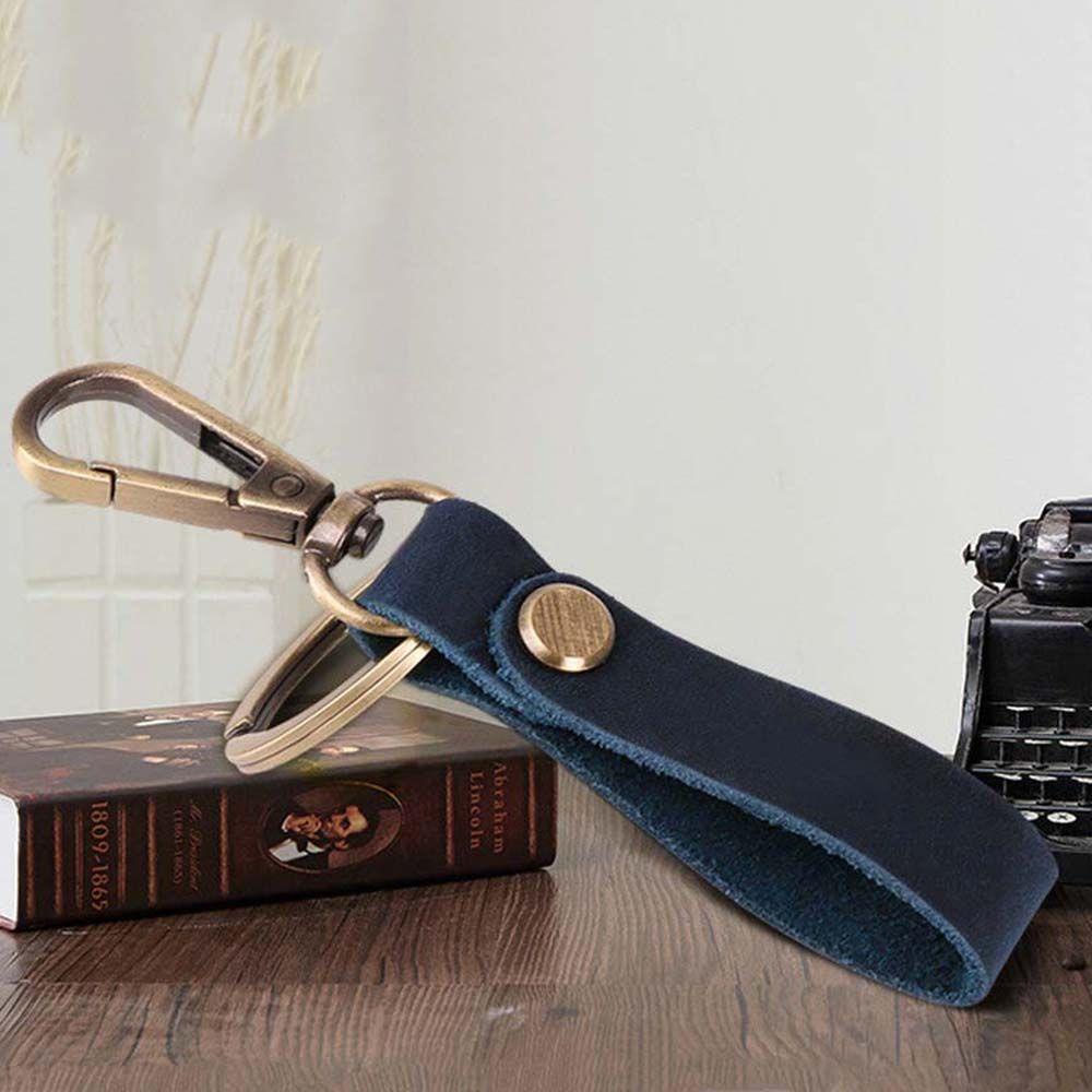 Móc Chìa Khóa Xe Hơi Bằng Da PU Phong Cách Retro Giá Đỡ