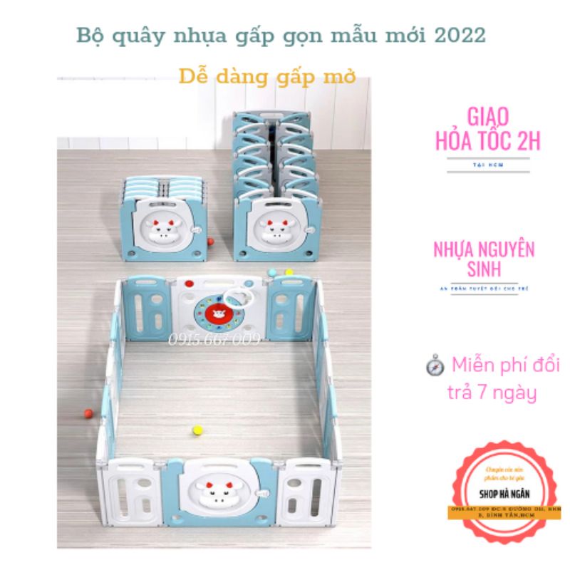 Quây cũi nhựa Nguyên Sinh Gấp Gọn tặng bóng, thảm, giỏ từ bộ 12+2