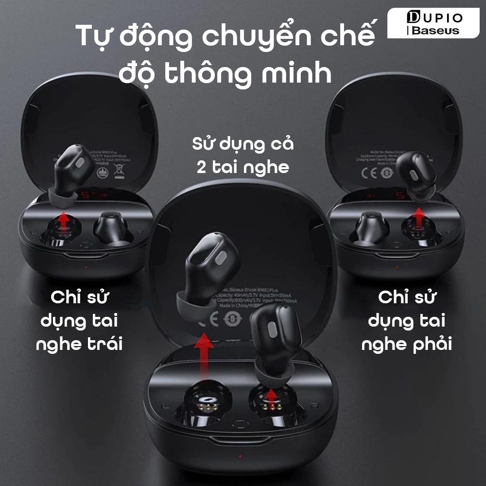 Tai nghe không dây DUPIO Baseus TN06 Bluetooth tws dung lượng pin lớn có đèn hiển thị pin